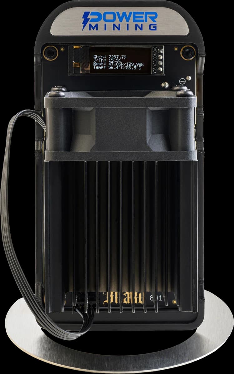 Air-cooled Bitaxe GT801 assembled by Power Mining — builder reference